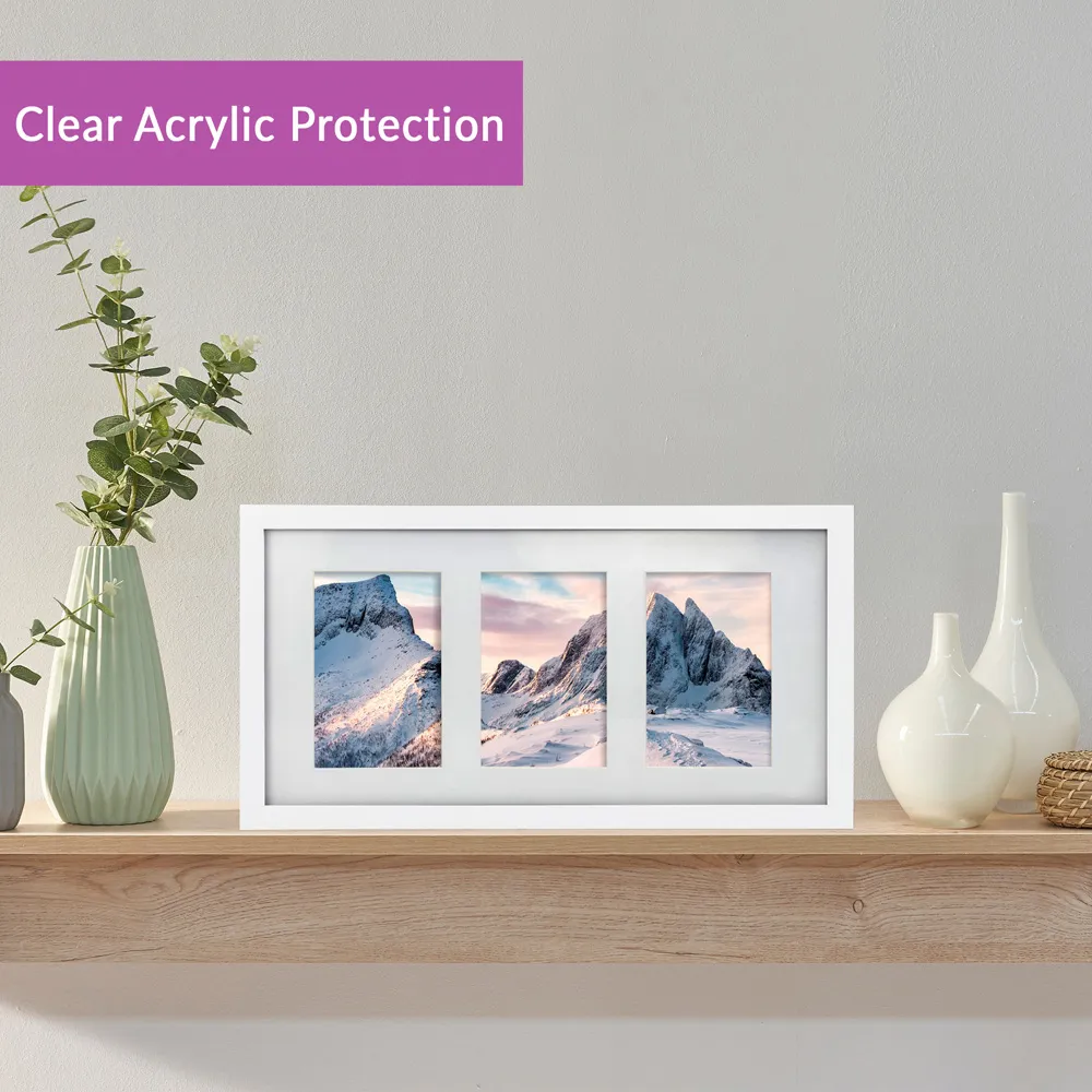 Essentials 3-in-1 Photo Frame - White, Wood