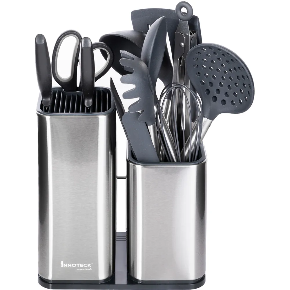 Essentials 3-in-1 Utensil Holder - Silver, Stainless Steel