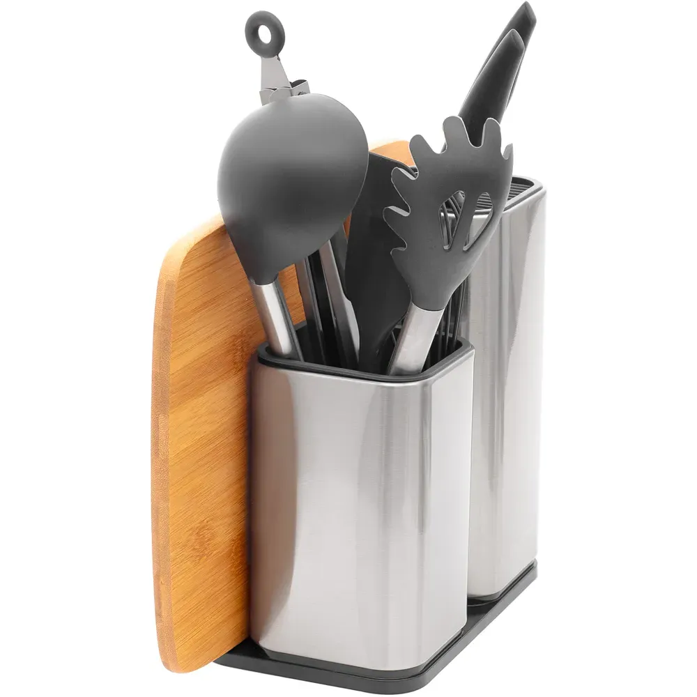 Essentials 3-in-1 Utensil Holder - Silver, Stainless Steel