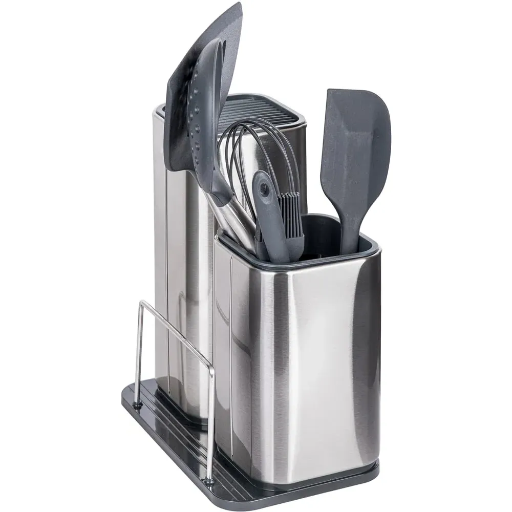 Essentials 3-in-1 Utensil Holder - Silver, Stainless Steel image