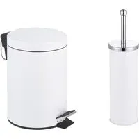 Essentials 3L Pedal Bin and Toilet Brush Set - White