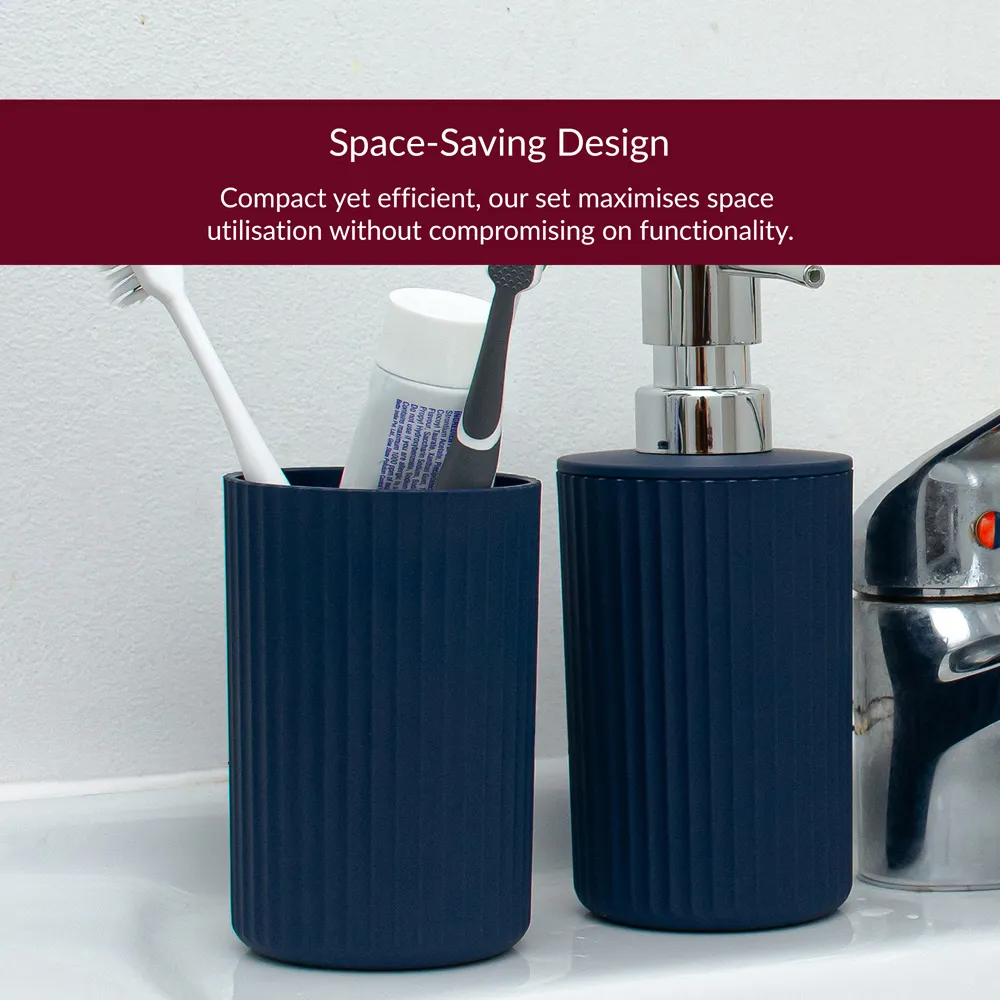 Essentials 4 Piece Bathroom Accessory Set - Blue