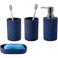 Essentials 4 Piece Bathroom Accessory Set - Blue