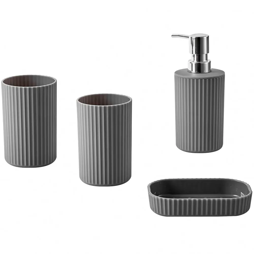 Essentials 4 Piece Bathroom Accessory Set - Grey
