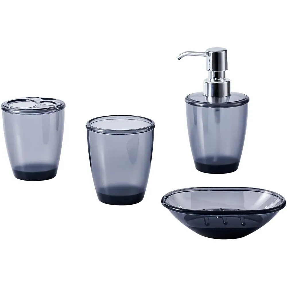 Essentials 4 Piece Bathroom Accessory Set - Grey image