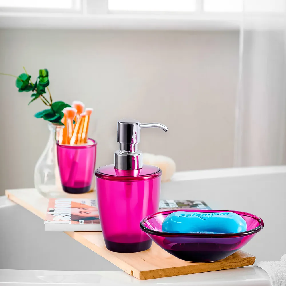 Essentials 4 Piece Bathroom Accessory Set - Red