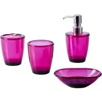 Essentials 4 Piece Bathroom Accessory Set - Red