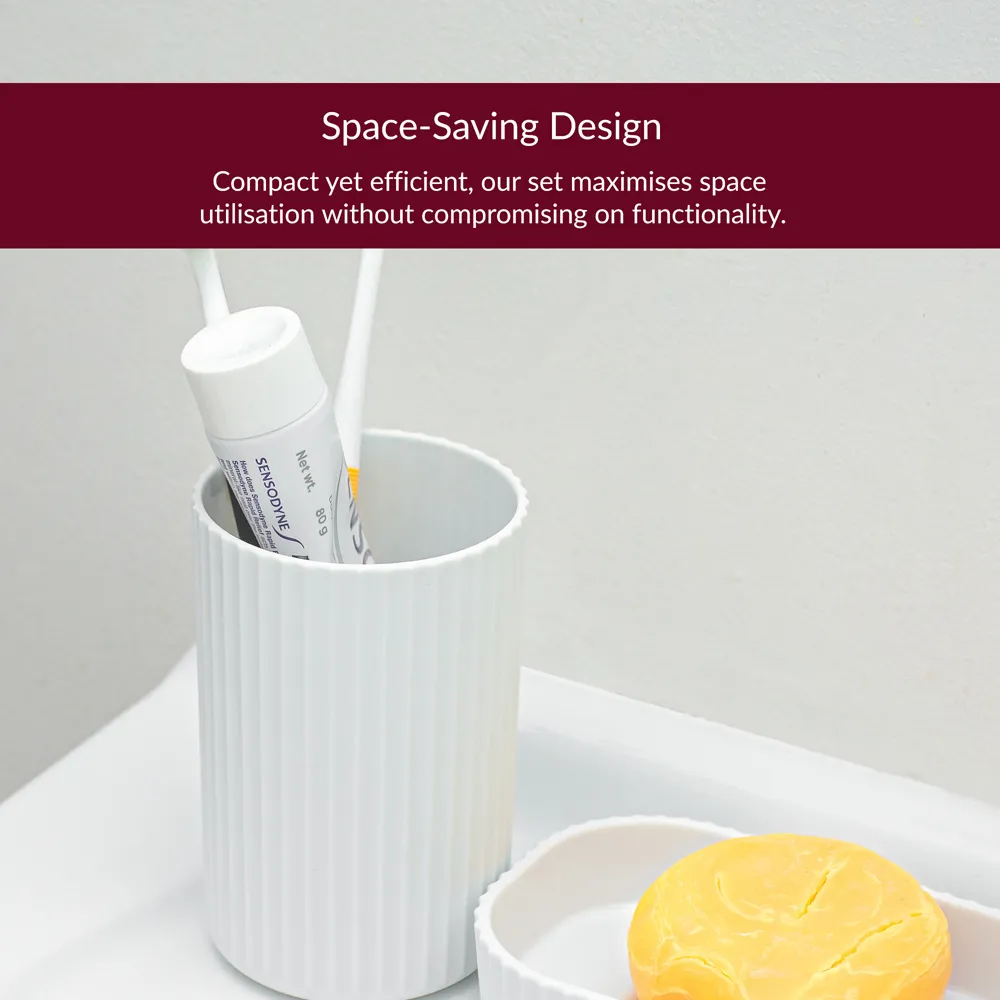 Essentials 4 Piece Bathroom Accessory Set - White