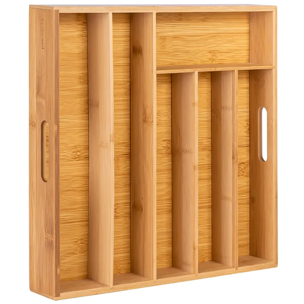 Essentials 6 Compartment Cutlery Tray - Brown, Bamboo