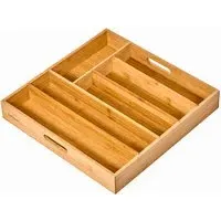 Essentials 6 Compartment Cutlery Tray - Brown, Bamboo