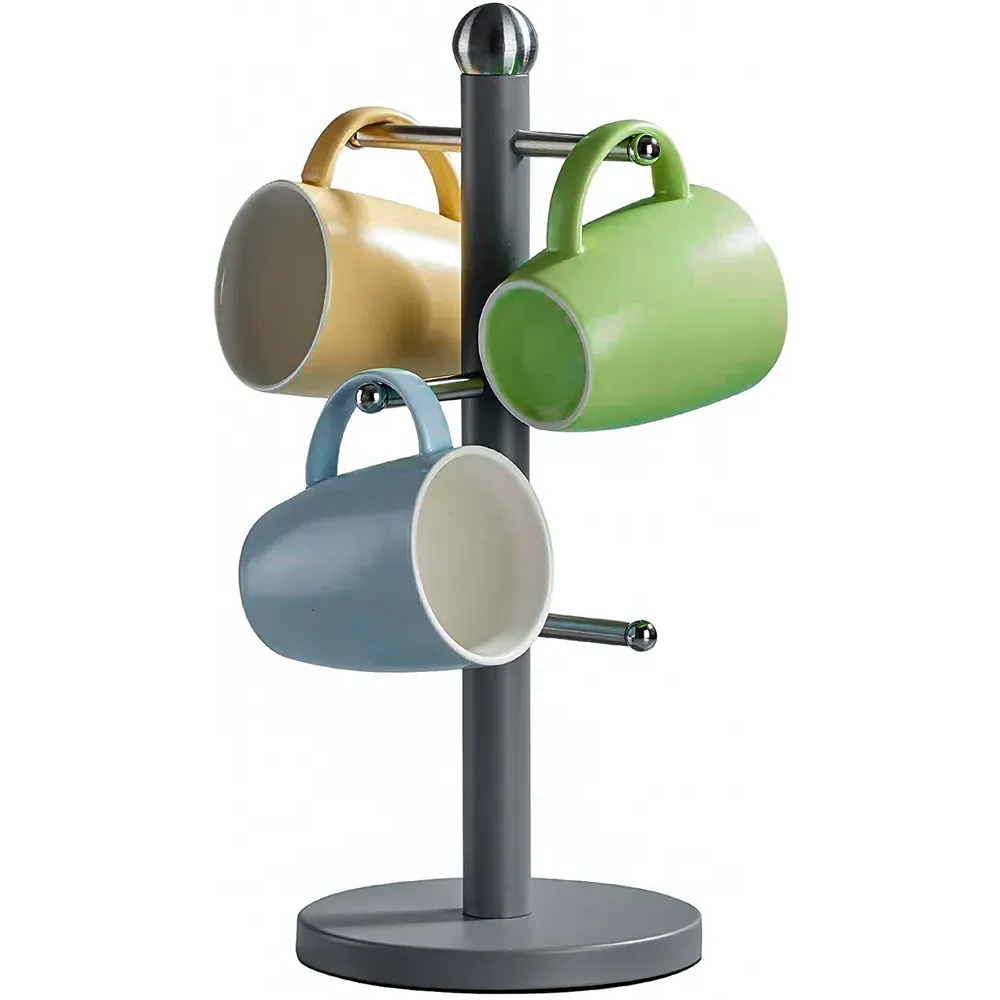 Essentials 6-Cup Mug Tree - Grey, Stainless Steel