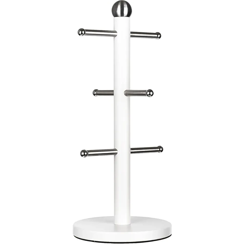 Essentials 6-Cup Mug Tree - White, Stainless Steel