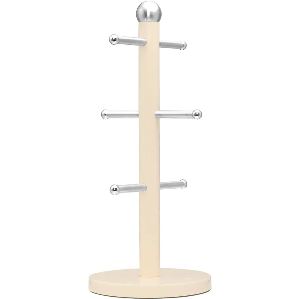 Essentials 6-Hook Mug Tree - Cream, Stainless Steel image
