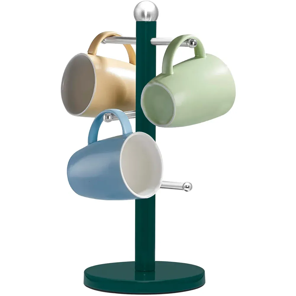 Essentials 6-Hook Mug Tree - Green, Stainless Steel