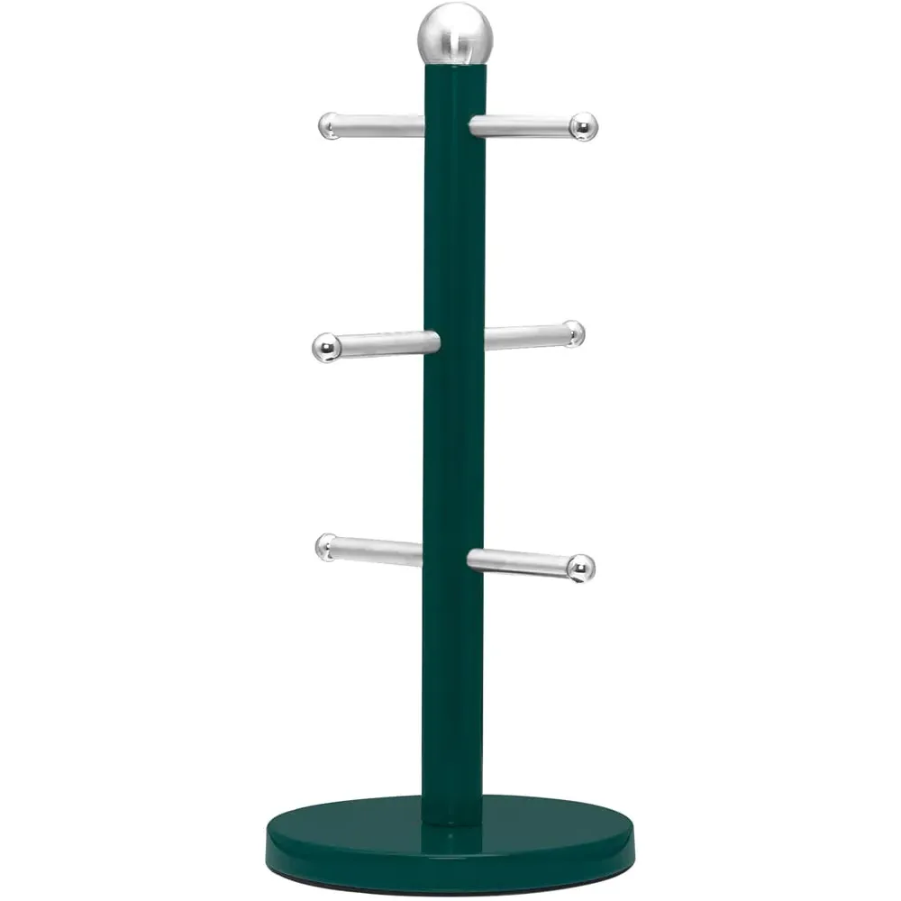 Essentials 6-Hook Mug Tree - Green, Stainless Steel