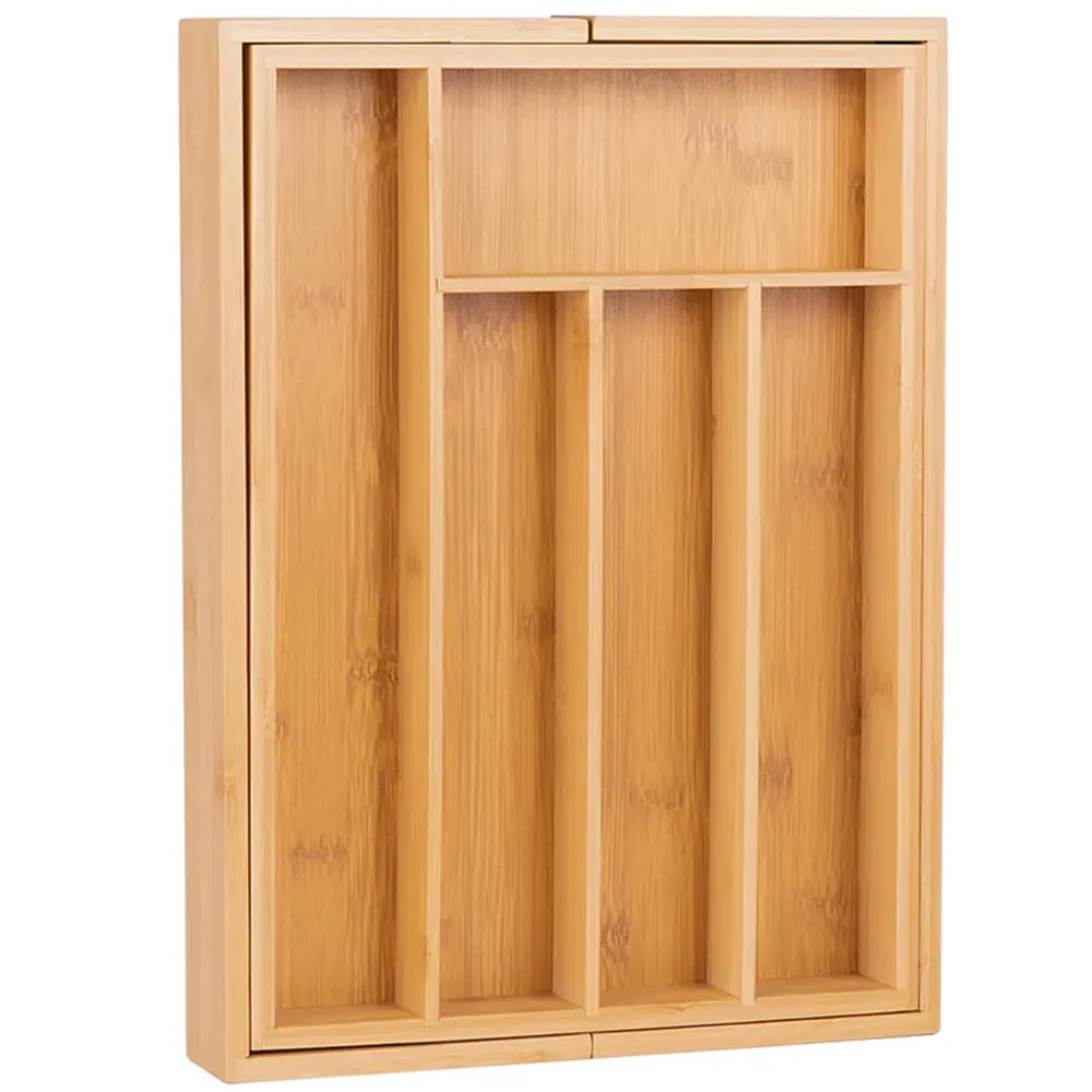 Essentials Expandable Cutlery Tray - Brown, Bamboo