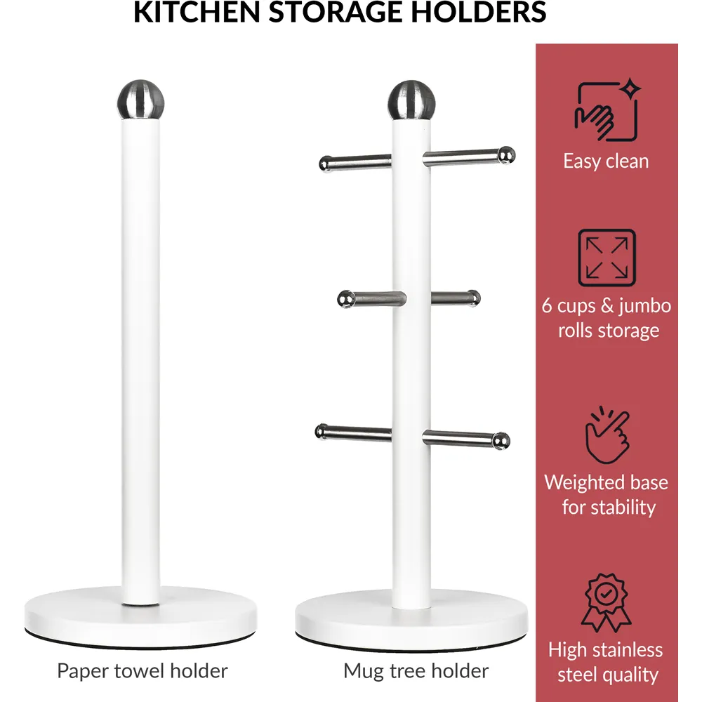 Essentials Paper Towel Holder - White, Stainless Steel
