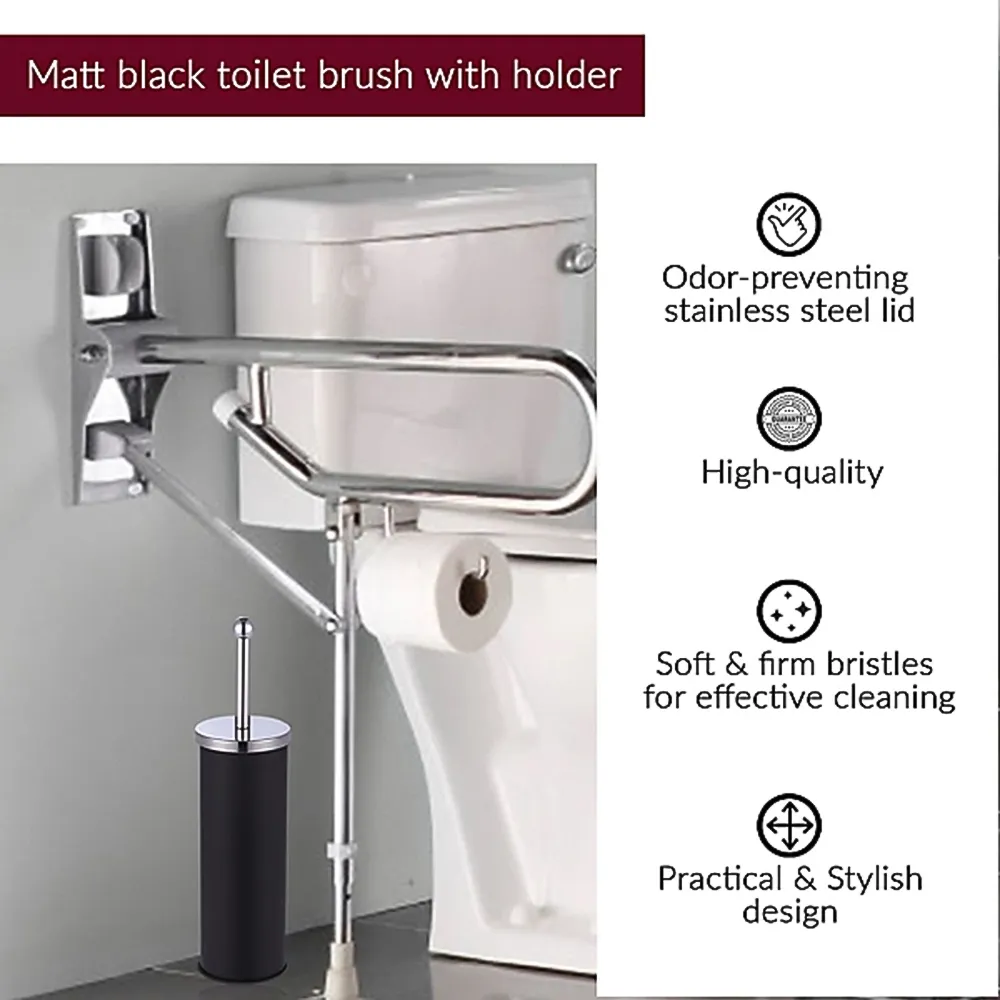 Essentials Toilet Brush and Holder - White, Matt