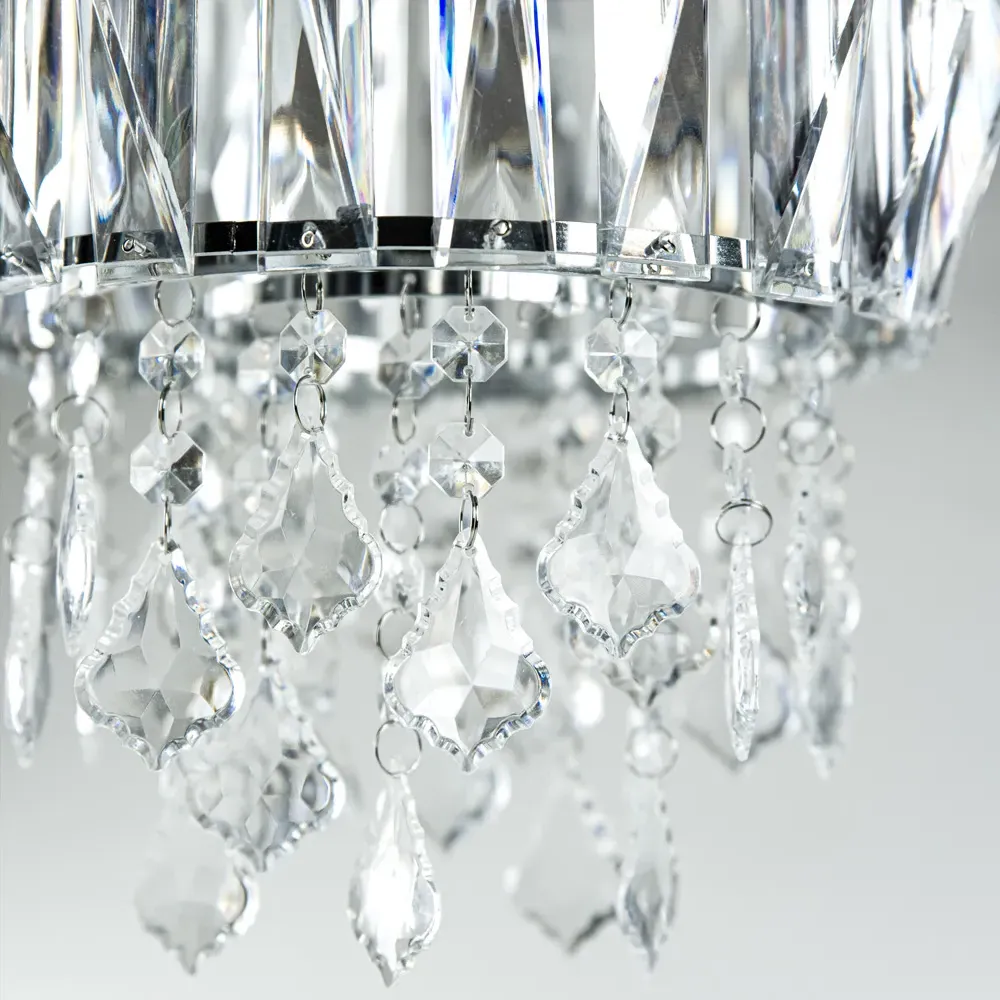 Prismatic Drum Shade Ceiling Chandelier Light - Clear, Acrylic