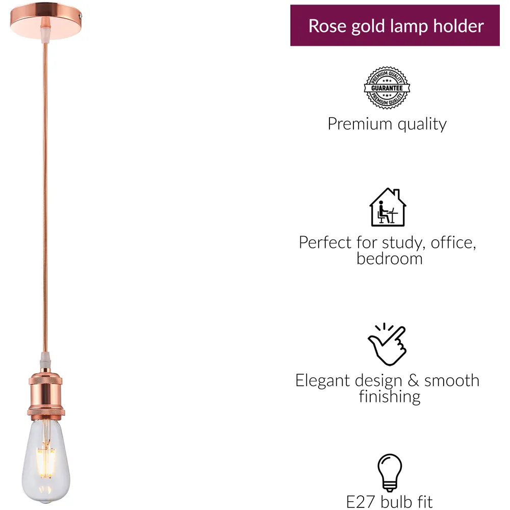 Rose Copper Ceiling Pendant E27 Lamp Holder - Brown