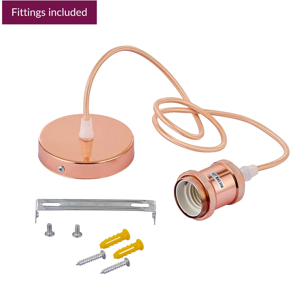 Rose Copper Ceiling Pendant E27 Lamp Holder - Brown