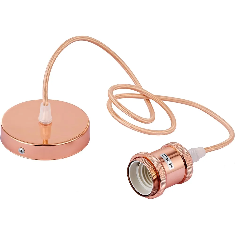 Rose Copper Ceiling Pendant E27 Lamp Holder - Brown