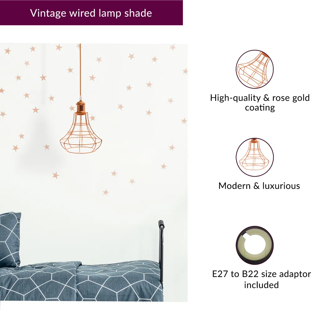 Rose Copper Ceiling Pendant Light Shade - Brown