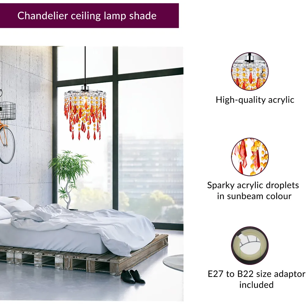 Sunbeam Ceiling Chandelier Light - Orange, Acrylic