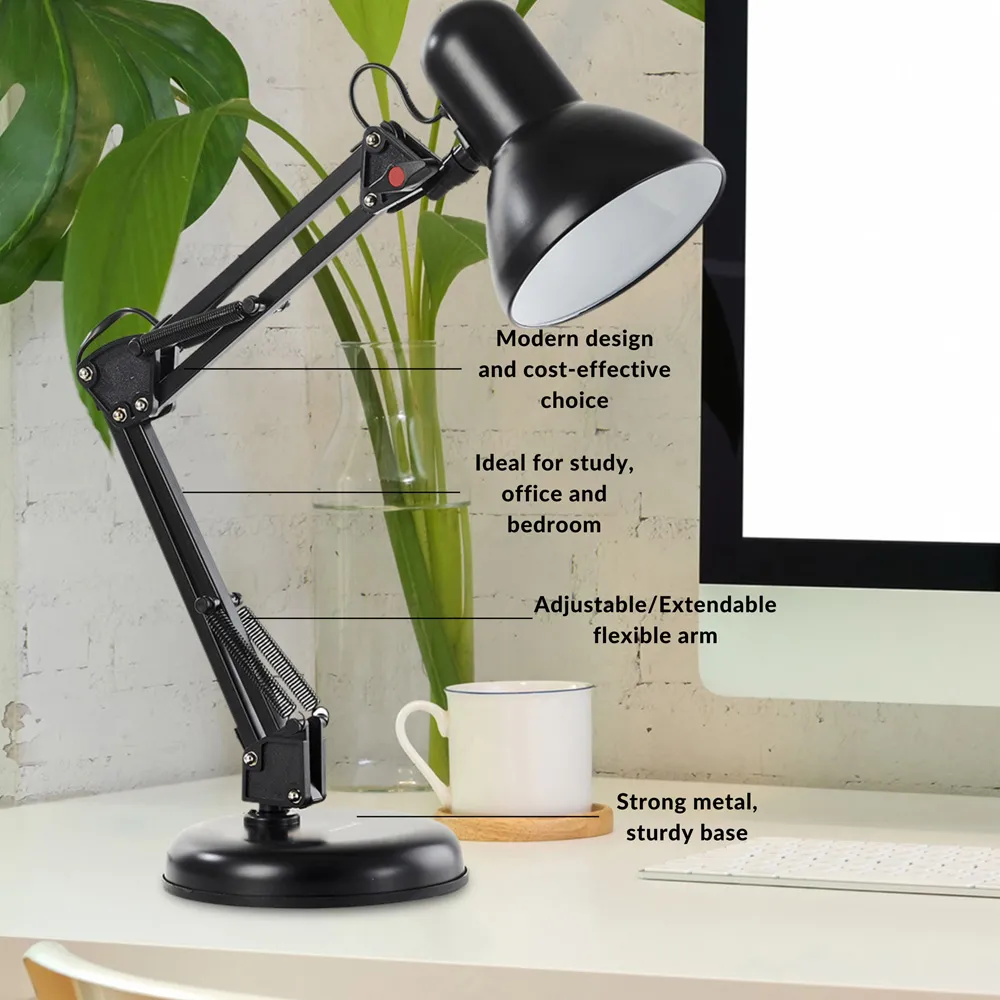 Swing Arm Desk Lamp - Black