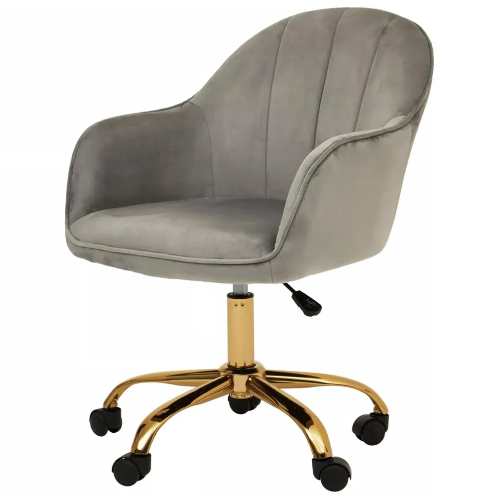Brent Swivel Office Chair - Grey, Velvet