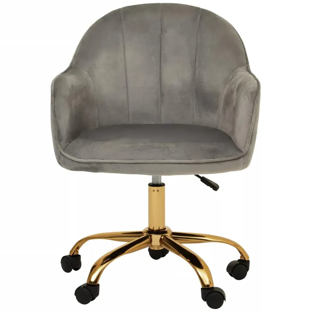 Brent Swivel Office Chair - Grey, Velvet