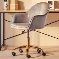 Brent Swivel Office Chair - Grey, Velvet