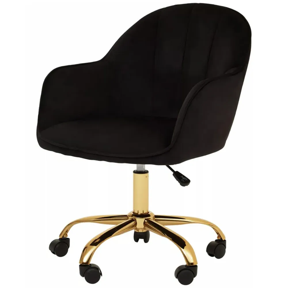 Brent Swivel Office Chair with Armrests - Black, Fabric
