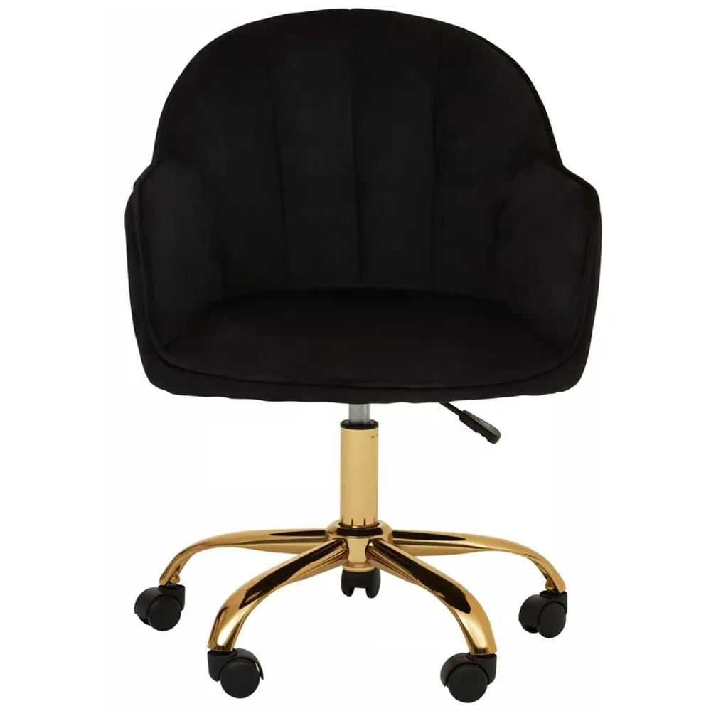 Brent Swivel Office Chair with Armrests - Black, Fabric