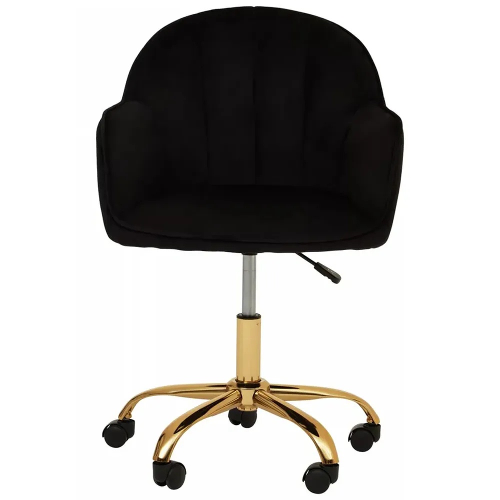 Brent Swivel Office Chair with Armrests - Black, Fabric