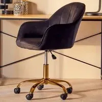 Brent Swivel Office Chair with Armrests - Black, Fabric