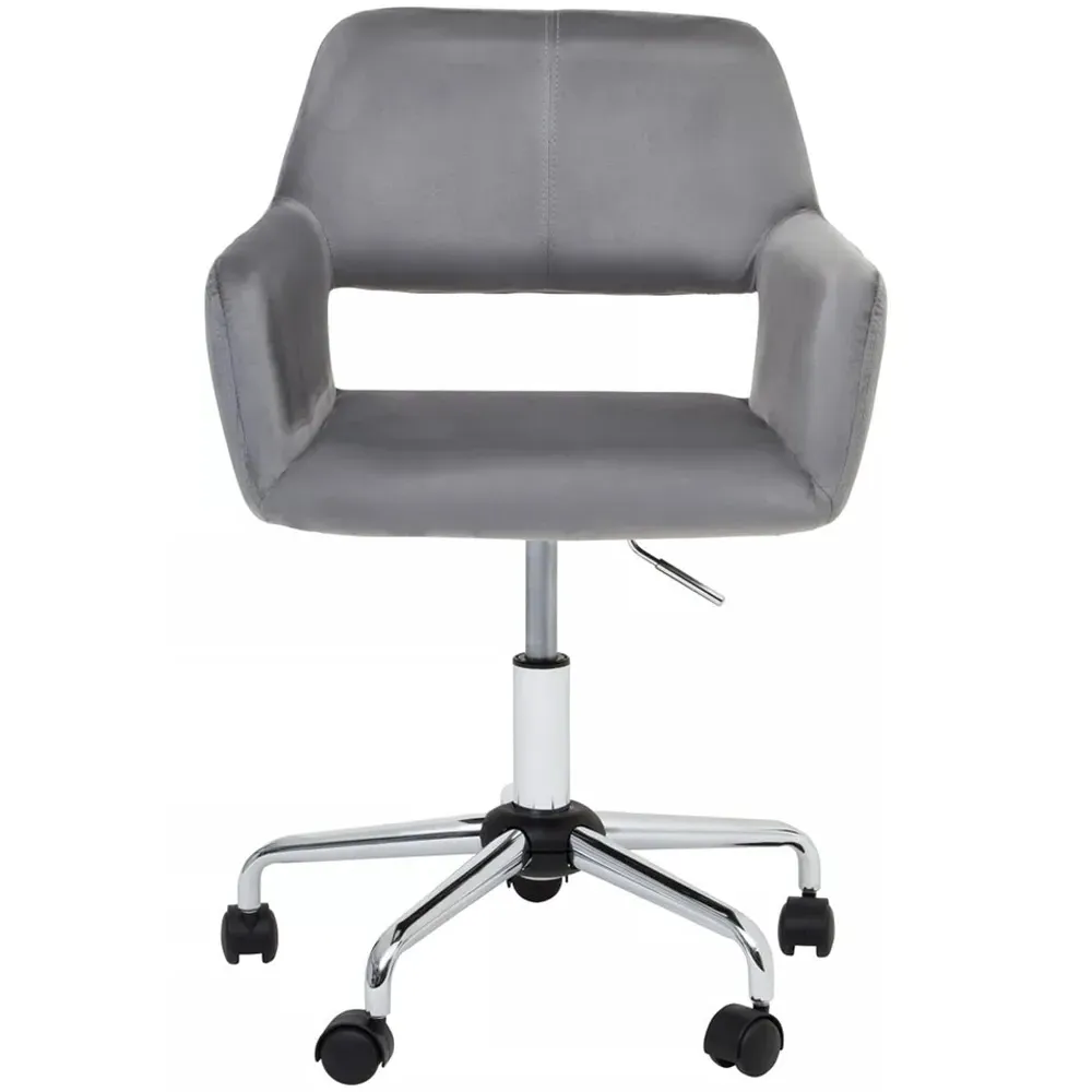 Brent Swivel Office Chair with Armrests - Grey, Velvet