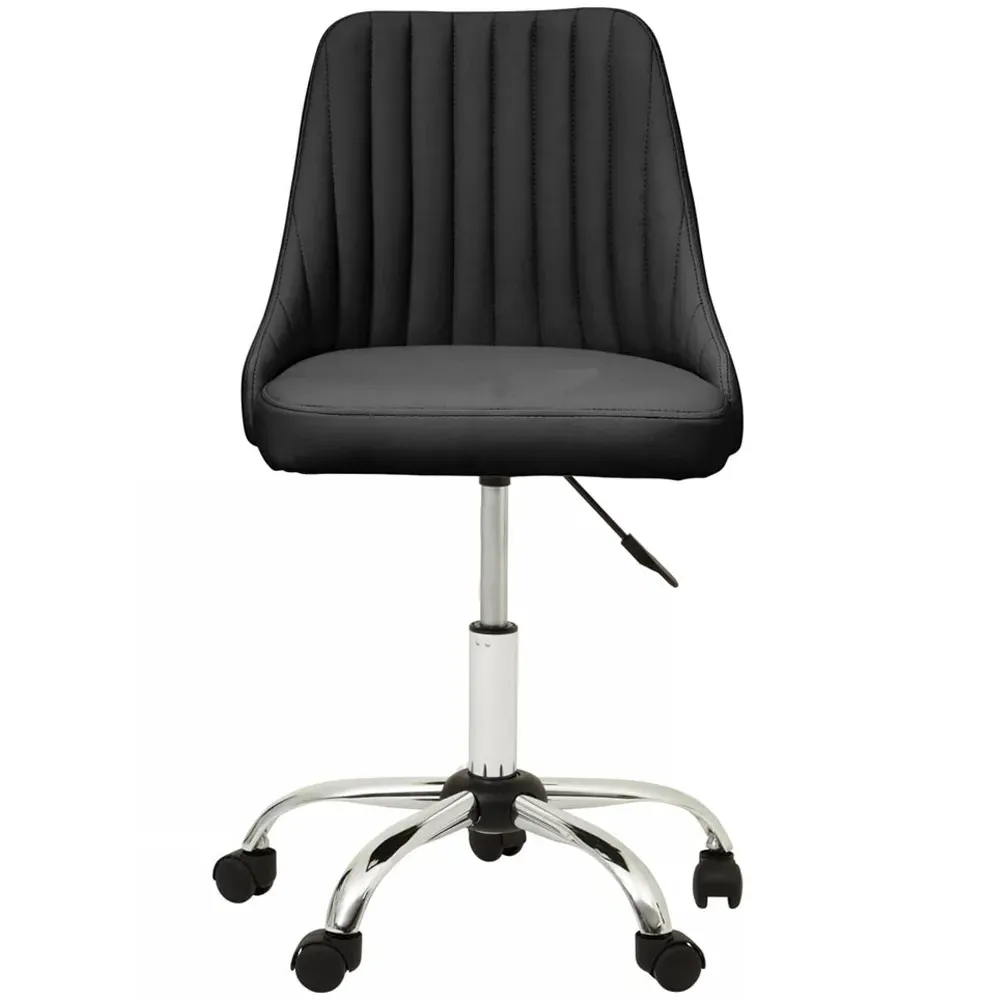 Brent Swivel Office Chair with Ribbed Back - Black
