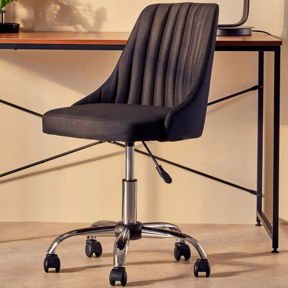 Brent Swivel Office Chair with Ribbed Back - Black
