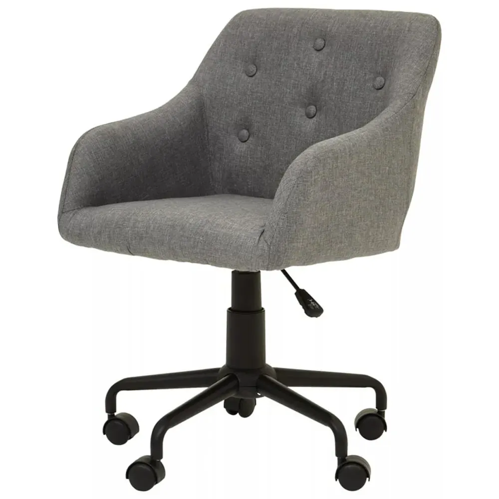 Brent Swivel Office Chair with Tufted Back - Grey, Fabric