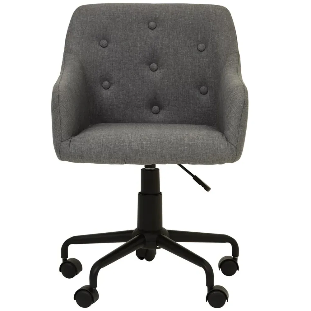 Brent Swivel Office Chair with Tufted Back - Grey, Fabric