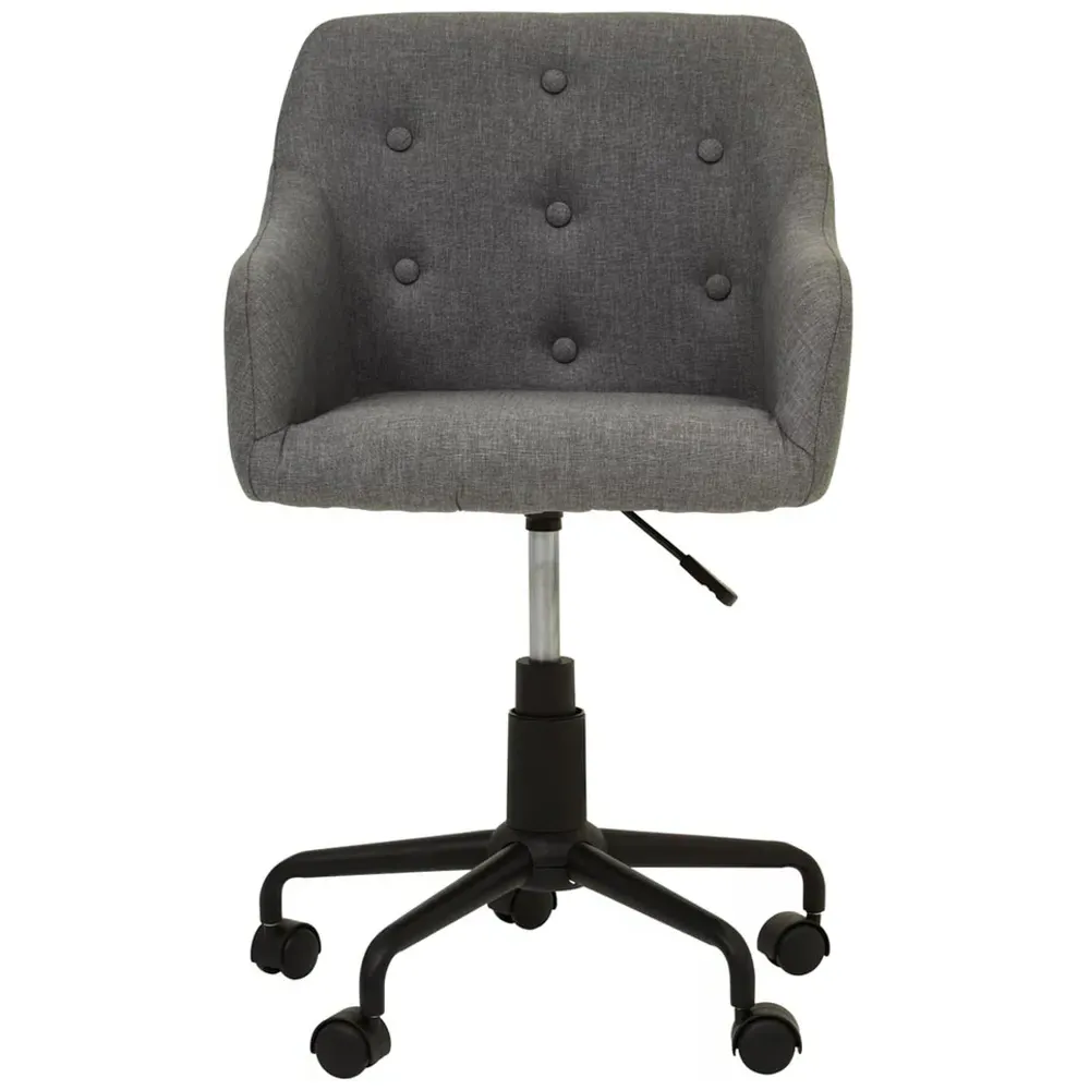 Brent Swivel Office Chair with Tufted Back - Grey, Fabric