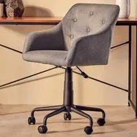 Brent Swivel Office Chair with Tufted Back - Grey, Fabric