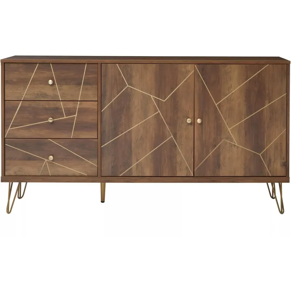 Flori 2 Door 3 Drawer Sideboard - Brown, Wood Veneer