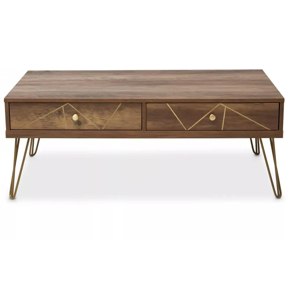 Flori 2 Drawer Coffee Table - Brown, Veneer
