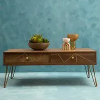 Flori 2 Drawer Coffee Table - Brown, Veneer