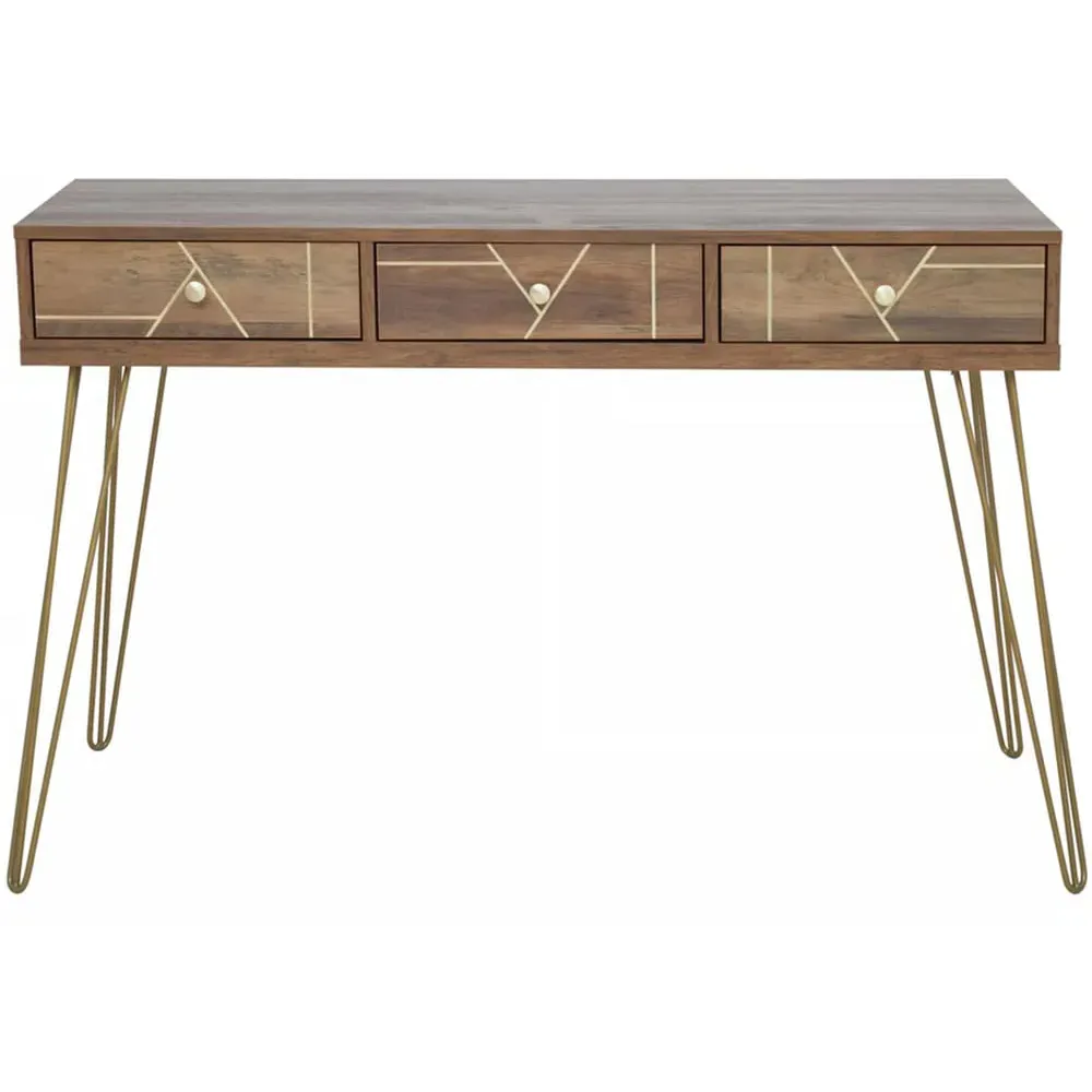 Flori 3 Drawer Desk - Brown, Veneer