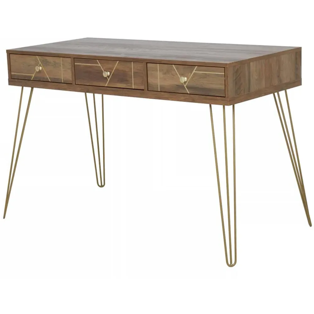 Flori 3 Drawer Desk - Brown, Veneer