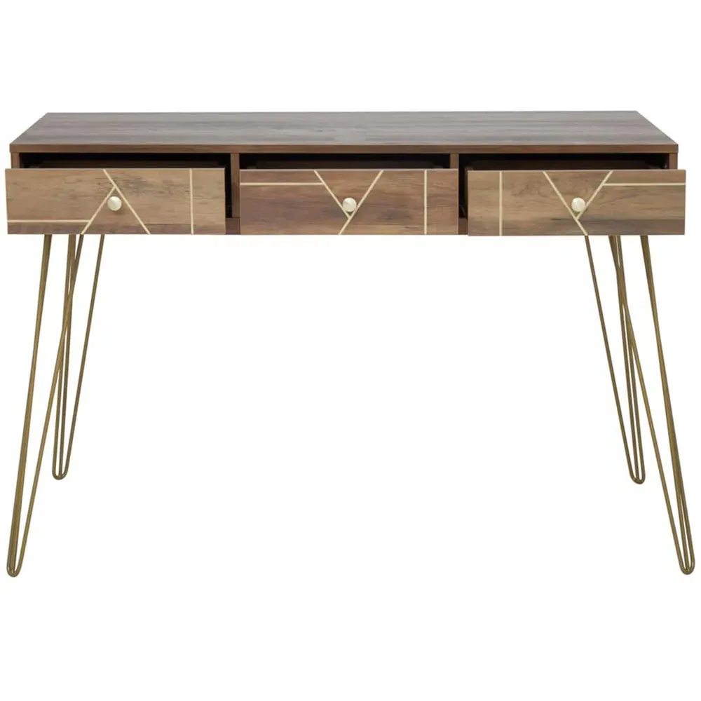 Flori 3 Drawer Desk - Brown, Veneer