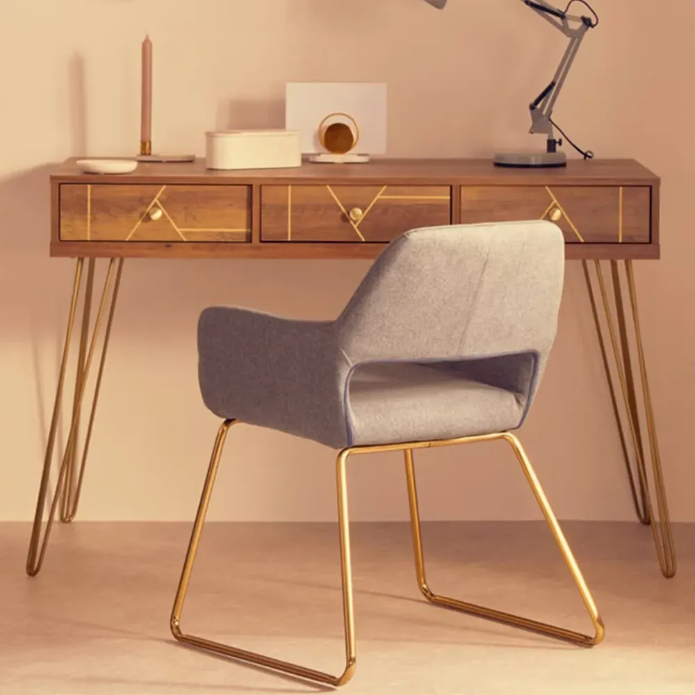 Flori 3 Drawer Desk - Brown, Veneer